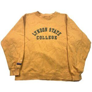 Vintage Lyndon State College Sweatshirt Vermont Yellow Pullover 90s Adult Sz M